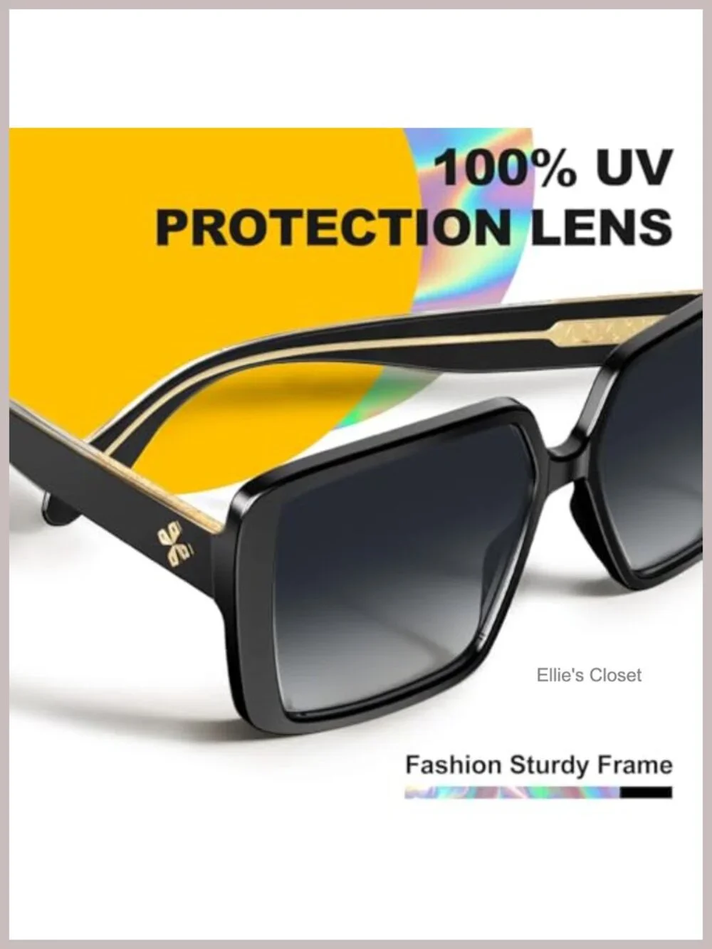 Oversized Large Square Sunglasses UV400 Blue Light Protection TR90 Frame